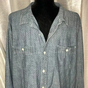 Falls Creek Men’s XXLT Polka Dot Blue Button Down Shirt